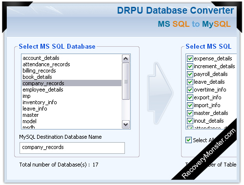MSSQL to MySQL Database Converter Screenshot