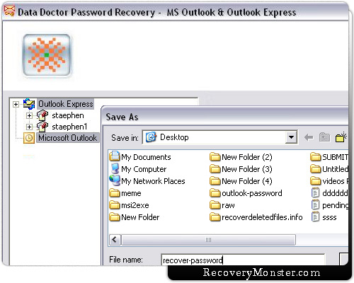 Outlook and Outlook Express Password Recovery Software Screenshot