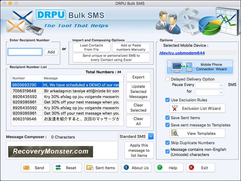 Mac Bulk SMS GSM Mobile 8.2.1.0