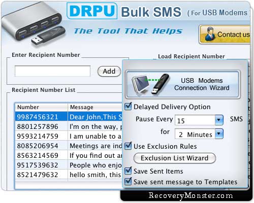 Screenshot of Mac Bulk SMS Software USB Modem