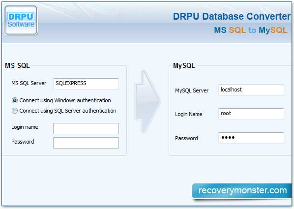 Screenshot of Database Converter Tool