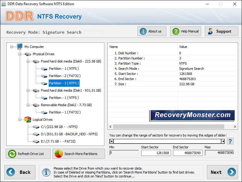 Screenshot of NTFS Recovery