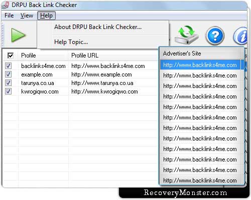 Screenshot of Backlink Checker Software Ex