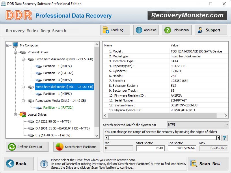 Professional Data Recovery Software 4.0.1.6 screenshot