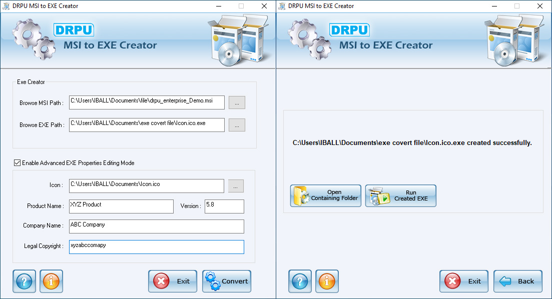 Screenshot of MSI Setup To EXE Converter
