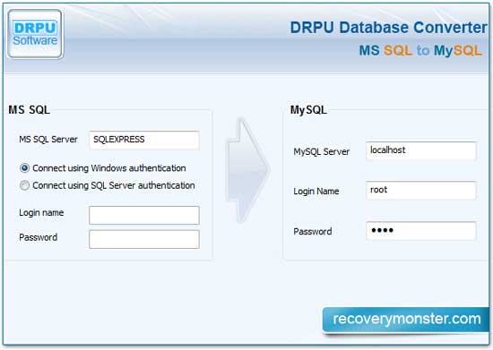 Screenshot of MSSQL To MySQL Data Base Conversion