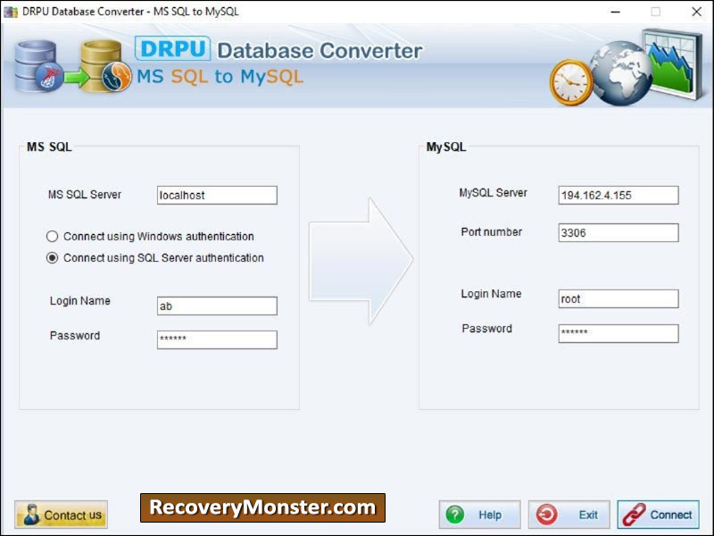 Screenshot of MSSQL To MySQL Data Base Conversion 4.8.3.1