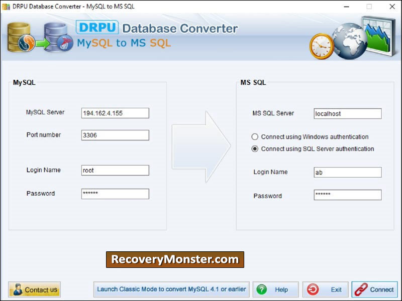 MySQL To MSSQL Conversion Tool screen shot