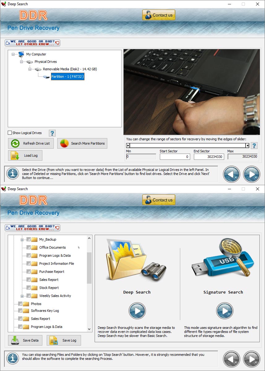 Thumb drive file recovery tool recovers data from corrupted or damaged pen drive