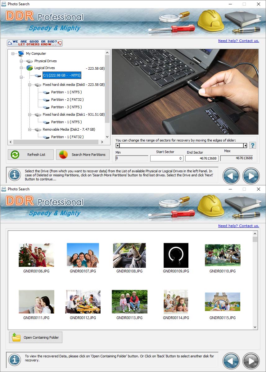 Screenshot of Windows Vista Data Recovery Software