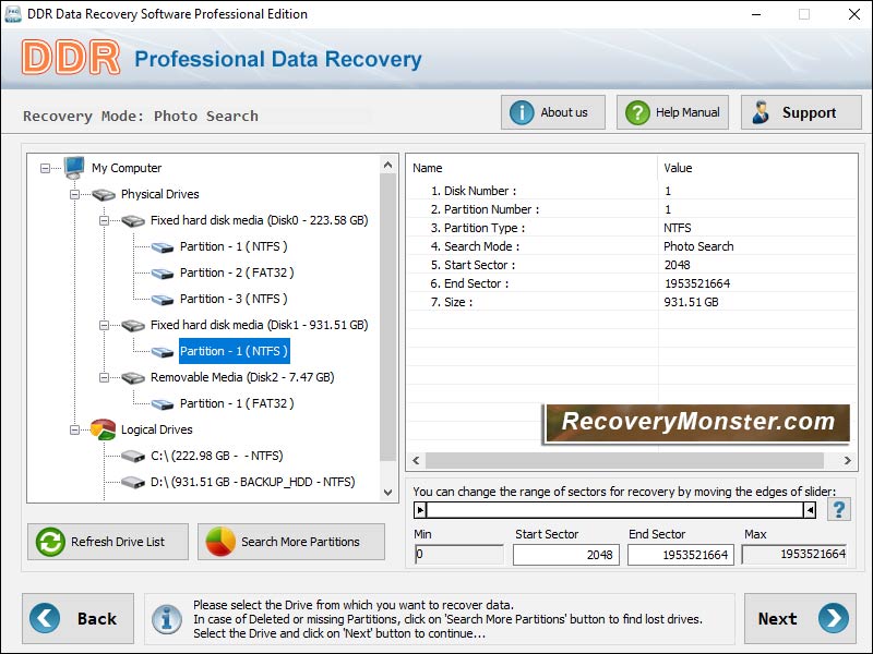 Screenshot of Windows Vista Data Recovery Software 4.8.3.1