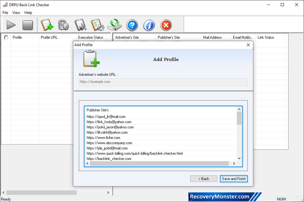 BackLink Checker Utility Screenshots