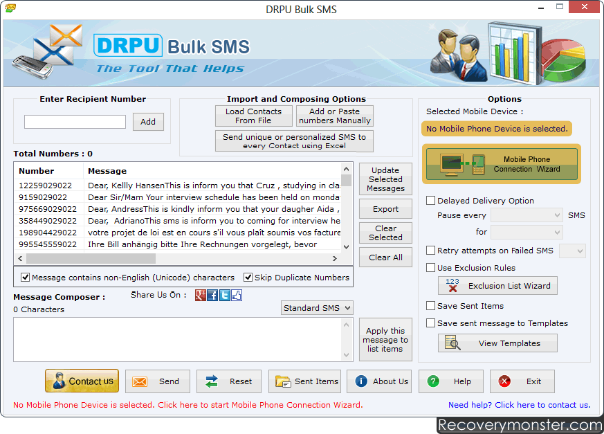 Bulk SMS Software for GSM Mobile Phone