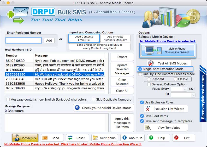 MAC Bulk SMS Software for Android Phones