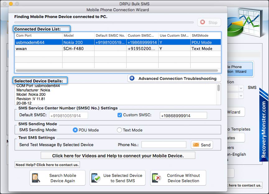 Connected Device List and Details