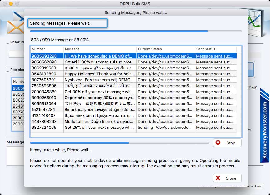 SMS Sending Process