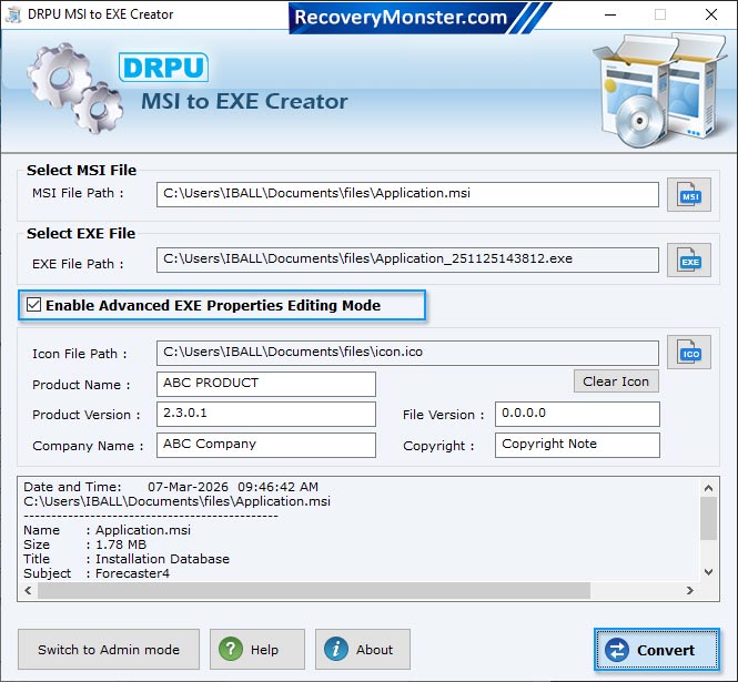 MSI to EXE creator Screenshots Screenshots