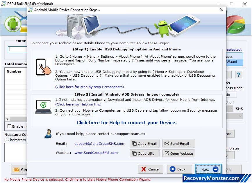 Mobile Phone Connection Wizard