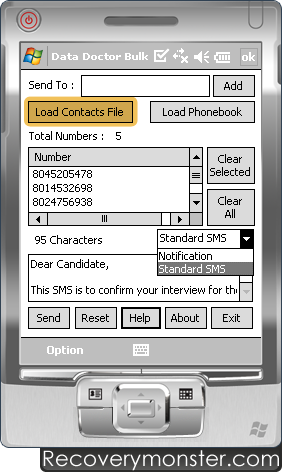 Bulk SMS Software for Pocket PC devices