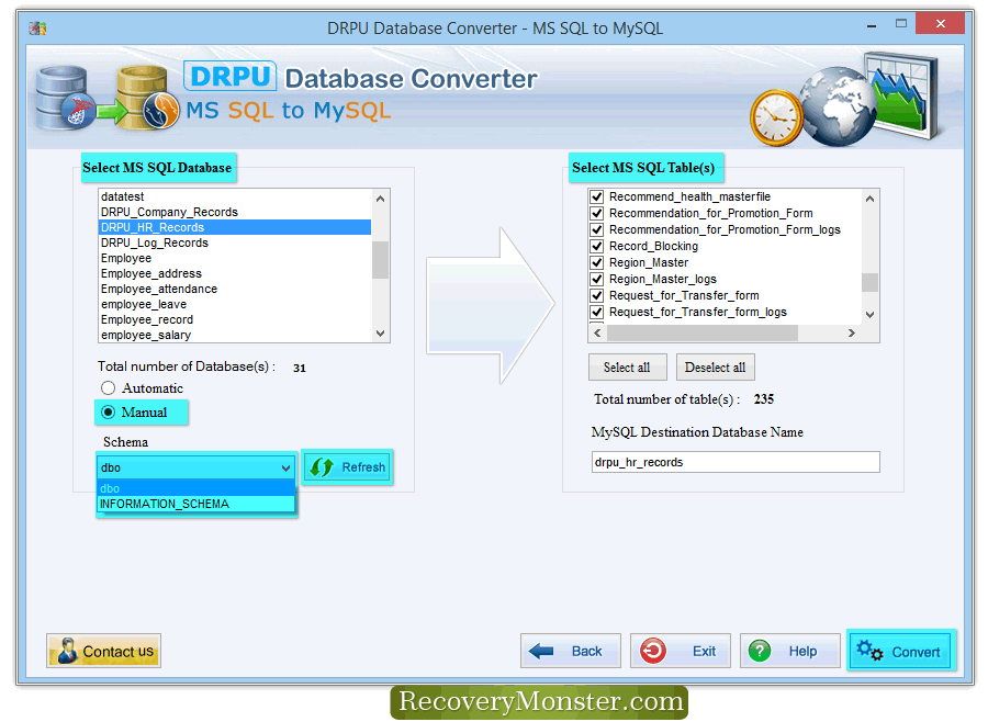 MSSQL to MySQL - Database Converter