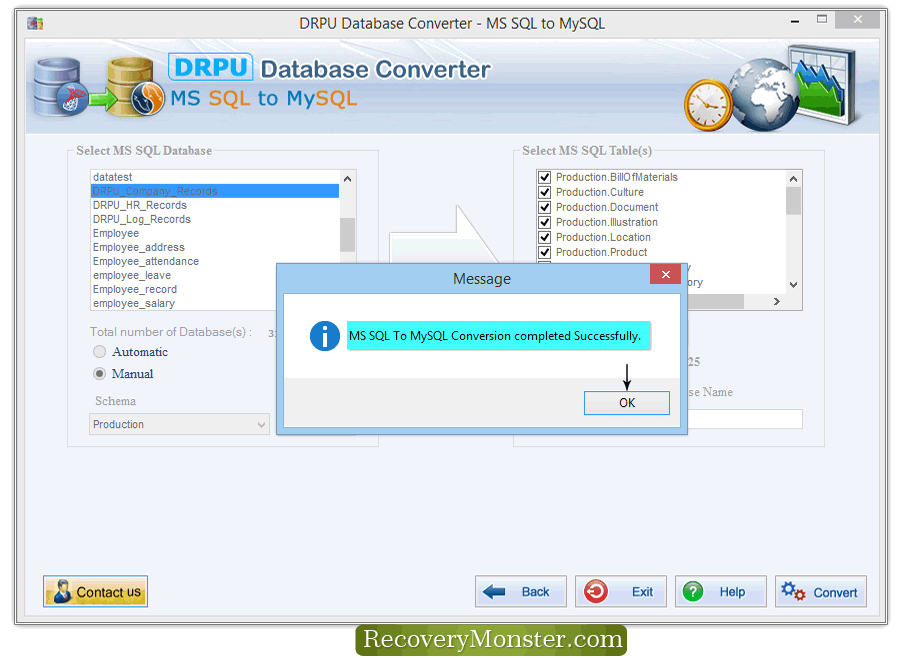 DRPU MSSQL to MySQL database conversion tool