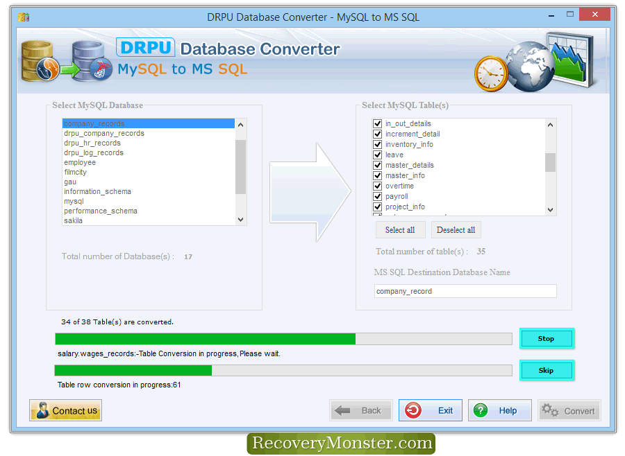 DRPU database converter tool