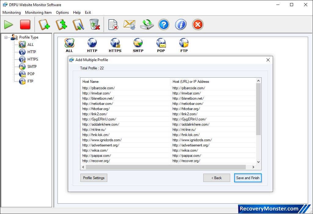 Website Monitoring Utility Screenshots