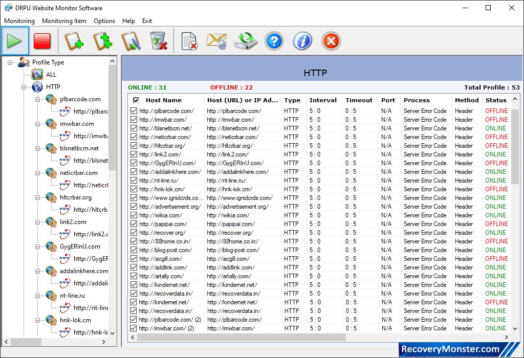 Website Monitoring Utility Screenshots