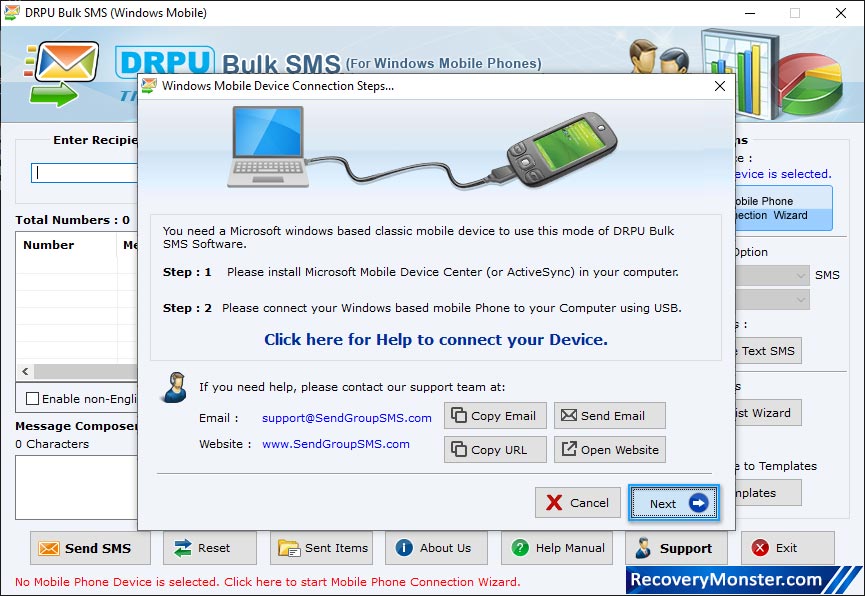 Bulk SMS Software for Windows Mobile Phone