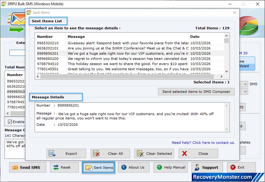 Bulk SMS Software for Windows Mobile Phone